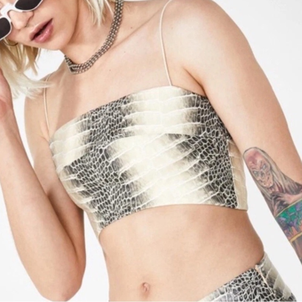 I.AM.GIA Seala Black and Cream Snakeskin Crop Top Women’s S Club wear Sexy Dark